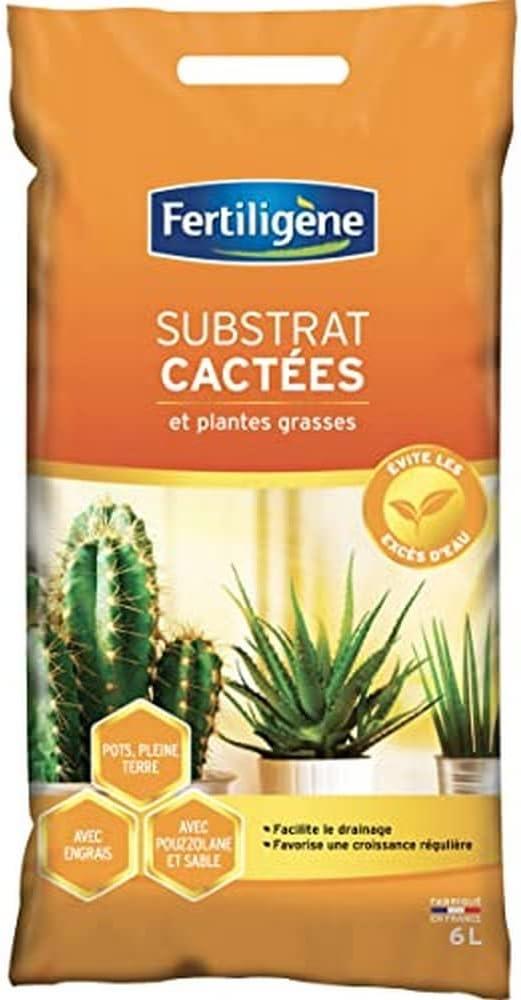 Fertiligène Substrat pour Cactées et Plantes Grasses 6 L (pouzzolane + sable, fabriqué en France)