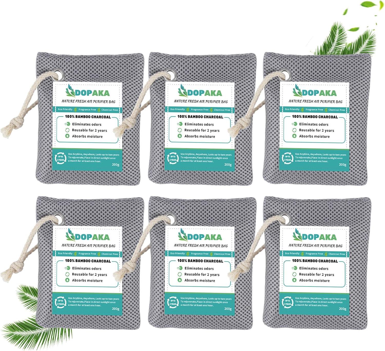 Sacs purificateurs d'air au charbon actif de bambou (lot de 6 x 200 g)