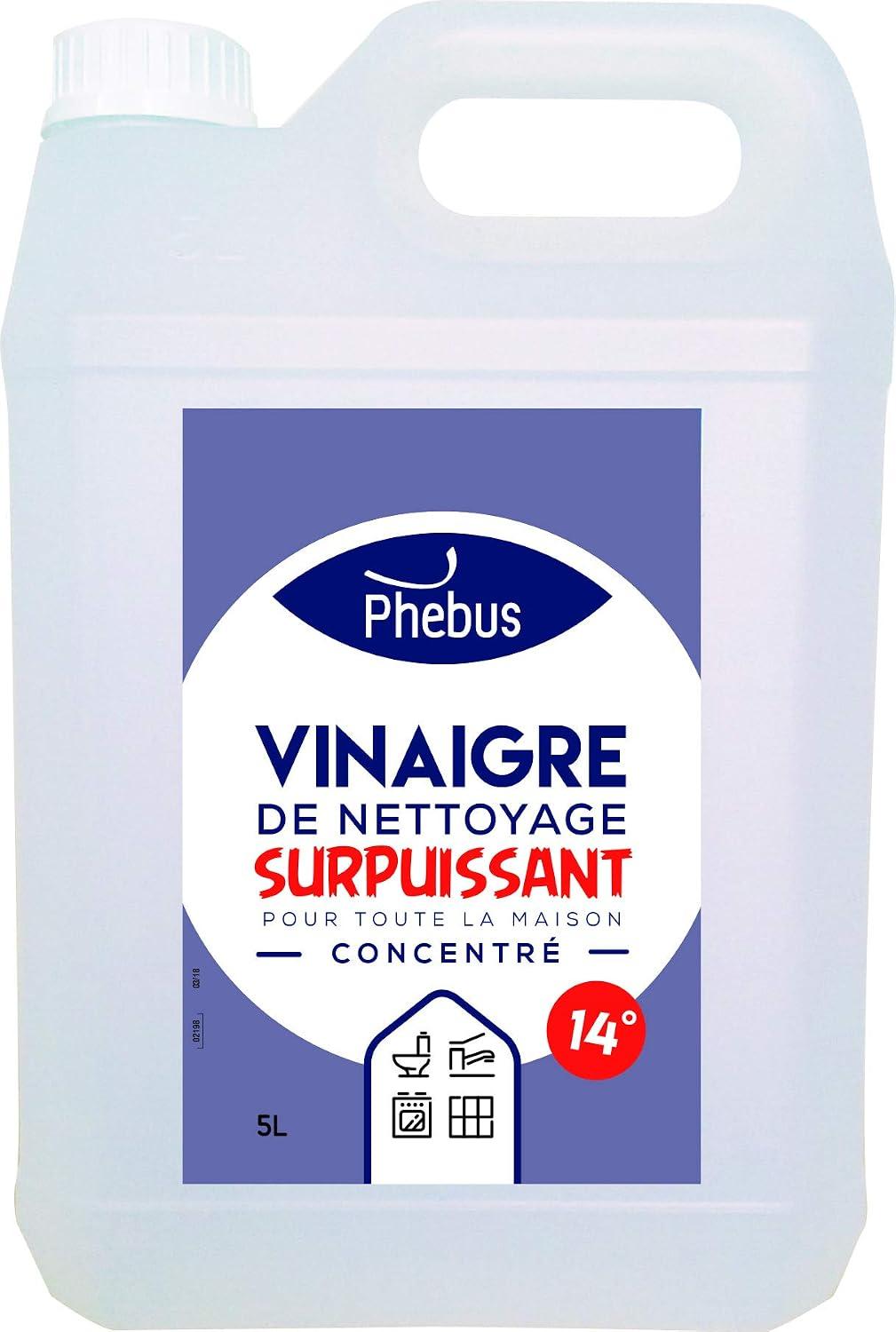 Vinaigre ménager PHEBUS 14° - bidon 5 L (détartrant multi-surfaces concentré)