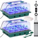 Mini serre chauffante pour semis avec lumière de croissance (24 cellules, lot de 2)