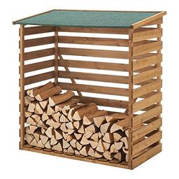 [en.casa] Abri-bûches couvert (bois de sapin, toit bitumé, 123 × 116 × 64 cm)