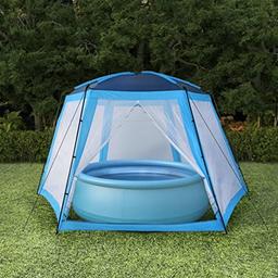Homgoday Tente de piscine (polyester PA, cadre acier, ø300 cm)