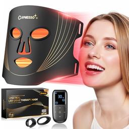 CAPMESSO Masque LED visage (400 LED, 4 couleurs, télécommande)