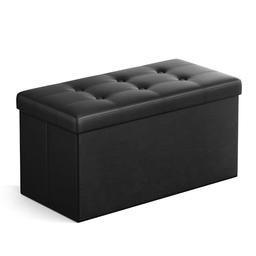 SONGMICS banc de rangement pouf pliable similicuir noir 76 x 38 cm