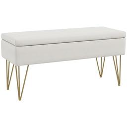 HOMCOM banc bout de lit coffre de rangement 2 en 1 100 x 40 cm crème