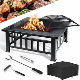 LIFERUN Brasero Carré 81cm 3-en-1