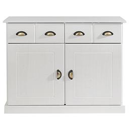 IDIMEX Paris, buffet en pin massif blanc 2 portes et 2 tiroirs