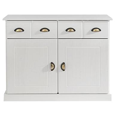 IDIMEX Paris, buffet en pin massif blanc 2 portes et 2 tiroirs