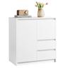 VASAGLE Kailyn, petit buffet blanc 70 cm avec 2 tiroirs sans poignées