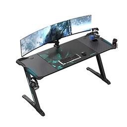 EUREKA Ergonomic Z60, bureau gaming 153 cm, plateau fibre de carbone, LED RGB