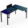 EUREKA Ergonomic L60, bureau d'angle en L verre trempé, LED RGB Music Sync