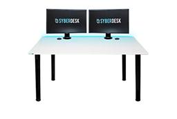 SyberDesk 120 x 65 cm, bureau gaming réglable en hauteur, LED 16 couleurs