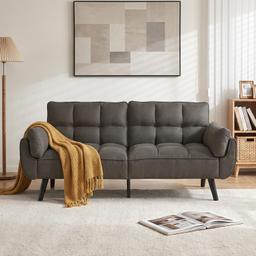 JIEXI canapé 3 places tissu lin gris foncé 191 cm