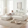 Yihomfy Canapé d'angle modulable « nuage » 3 places en L, velours côtelé beige (déhoussable)