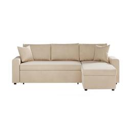 LOUNGITUDE Maria canapé d'angle réversible convertible velours beige