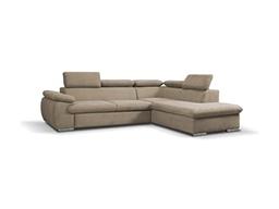 Vente-unique Fabien canapé d'angle droit convertible beige avec coffre