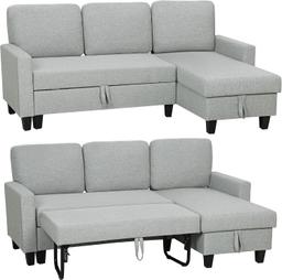 HOMCOM Canapé d’angle convertible réversible 3 places