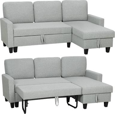 HOMCOM Canapé d’angle convertible réversible 3 places