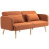 HOMCOM canapé convertible 3 places clic-clac en tissu effet lin marron