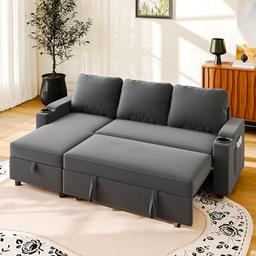 JUMMICO canapé d'angle convertible 3 places réversible avec rangement