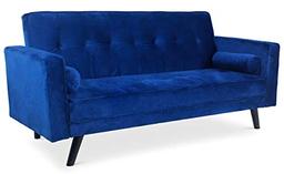 Menzzo Slow canapé convertible 3 places velours bleu style scandinave
