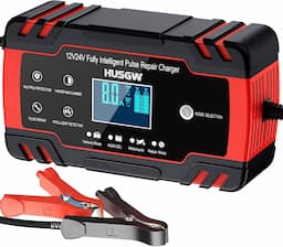 Husgw Chargeur 12V/24V 8A avec écran LCD et réparation