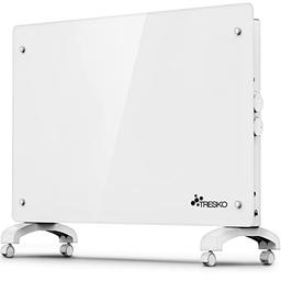 TRESKO Radiateur électrique mobile en verre 1500 W, thermostat continu