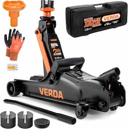 Verda Cric rouleur 2,5 T profil bas (coffret + 3 patins + gants)