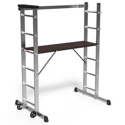 VOUNOT Échafaudage aluminium 3-en-1 (6 positions, charge 150 kg)