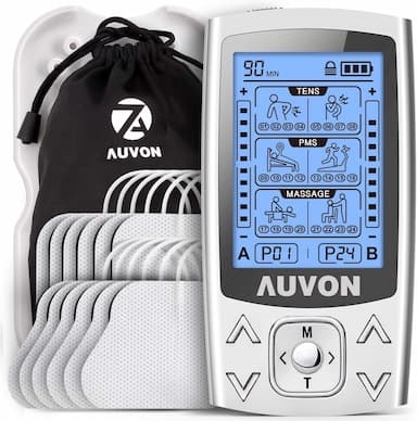 AUVON 3-en-1 TENS/EMS/Massage double canal (12 électrodes)
