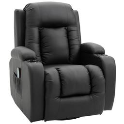 HOMCOM fauteuil inclinable massant et chauffant pivotant 360° noir