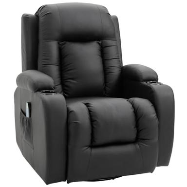 HOMCOM fauteuil inclinable massant et chauffant pivotant 360° noir