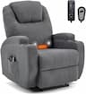 TactFire Fauteuil relax électrique (160°, massage + chauffage, tissu lin)