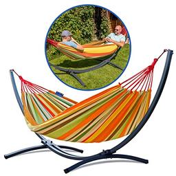 Potenza Hamac double XXL, support métal (graphite/orange)
