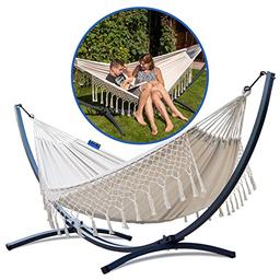 Potenza Hamac double XXL, support métal (écru)
