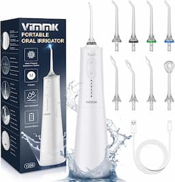 VIMMK Hydropulseur (5 modes, 8 embouts, IPX7, réservoir 300 ml)