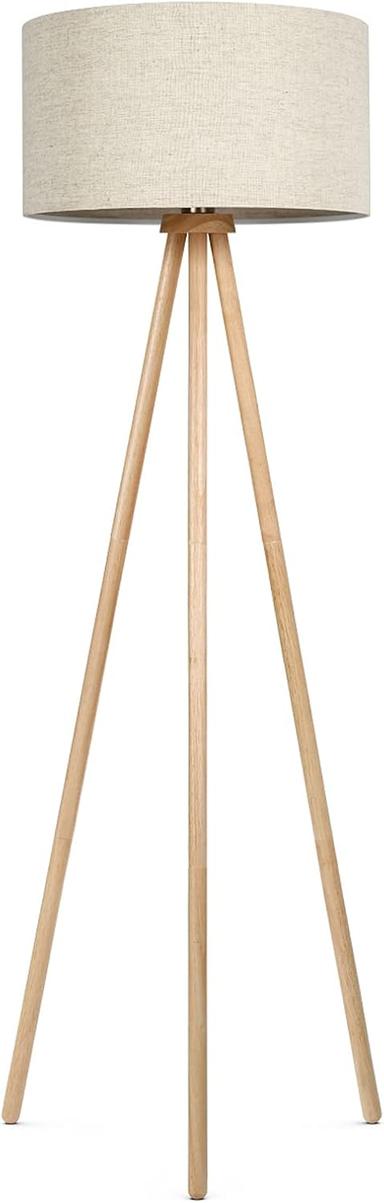 tomons Lampadaire sur pied bois à trépied, LED lecture