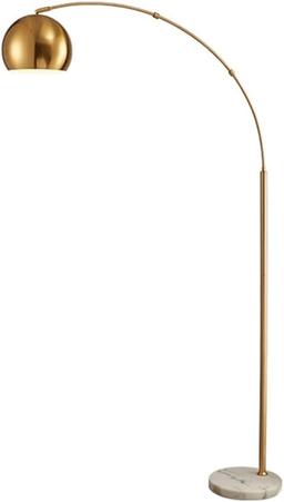 Lampadaire arc réglable avec base en marbre, abat-jour boule