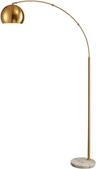 Lampadaire arc réglable avec base en marbre, abat-jour boule