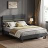 VASAGLE Lit double 160x200 tête de lit rembourrée ajustable
