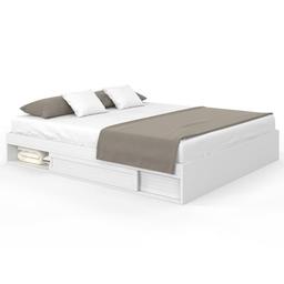 IDMarket Cadre de lit double Salem blanc 180x200 avec rangements
