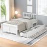 Bgsryao Lit Simple 90 x 200 en Bois Massif avec 2 Tiroirs, Blanc