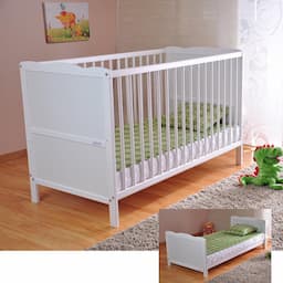 Marsell Lit bébé évolutif 120x60 avec matelas Aloe Vera (blanc)