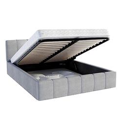 Atlanta lit coffre 140x190 tissu gris clair sommier relevable