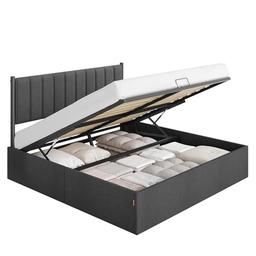 VASAGLE lit coffre 180x200 sommier relevable avec tête de lit