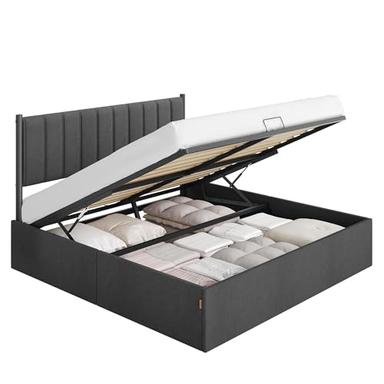 VASAGLE lit coffre 180x200 sommier relevable avec tête de lit