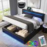 Sapgaks Lit Coffre 140x190 avec Sommier à Lattes, LED et USB