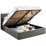 HOMIFAB Tommy Lit Coffre 160x200 tissu gris, sommier relevable