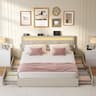 VASAGLE Lit double 140 x 190 (multiprise, 4 tiroirs, sans sommier)