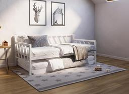 DecoInParis Torry 90x190 lit banquette gigogne en métal blanc